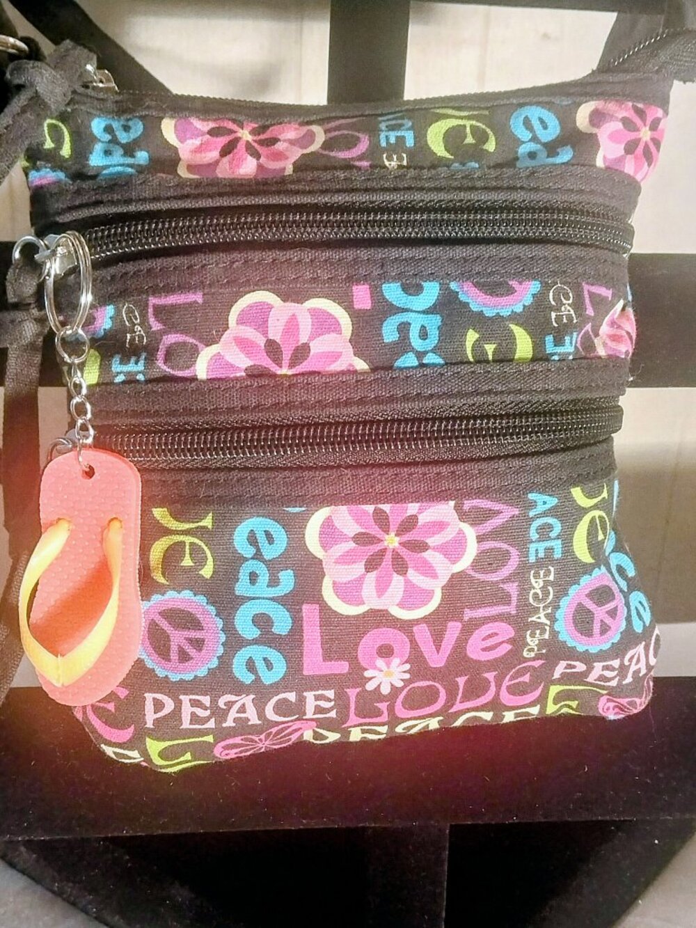 Unbranded Peace Love Crossbody with Flip Flop Bag Charm